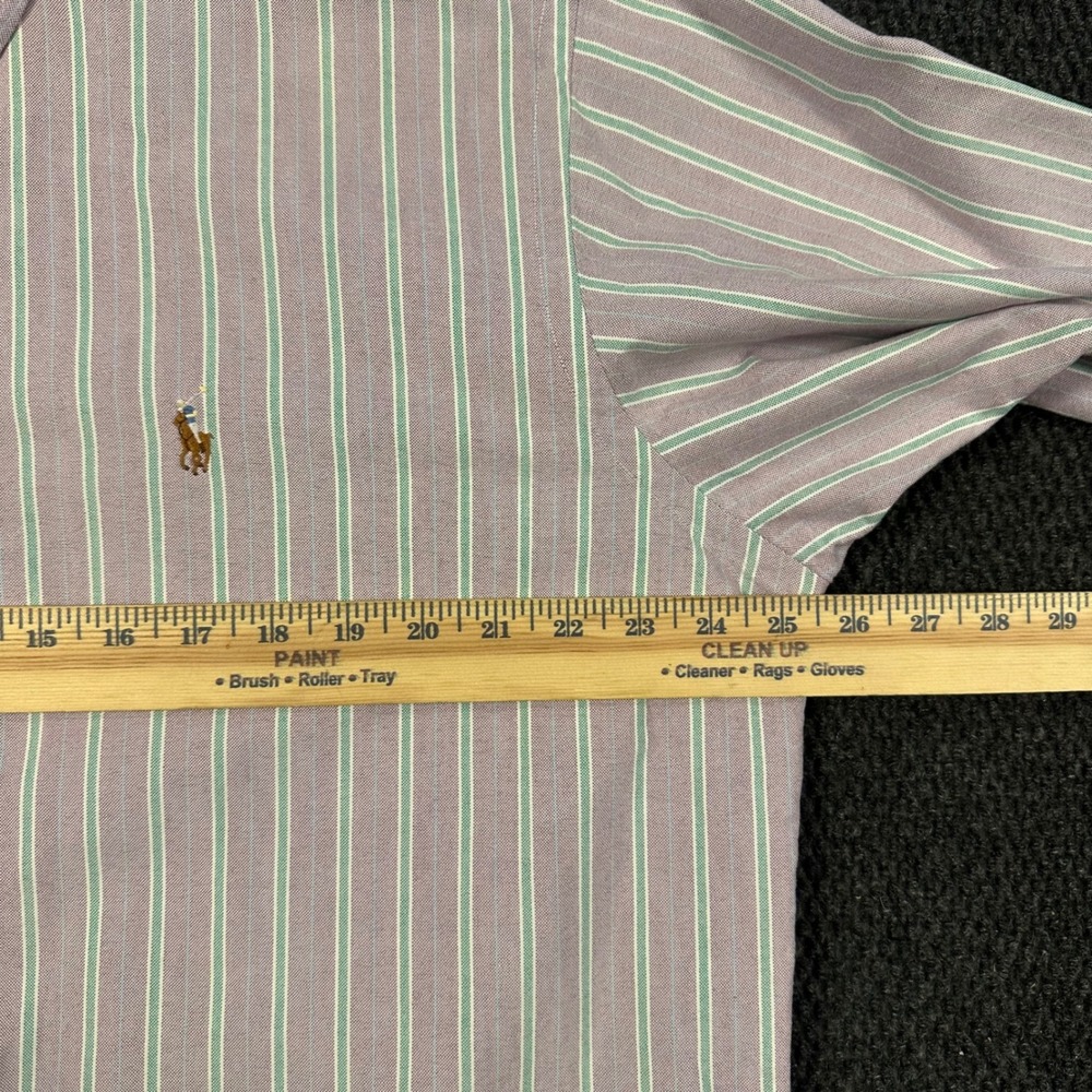 Vintage Polo Ralph Lauren Oxford Shirt Mens L Classic Fit Purple Green Striped - Picture 10 of 13